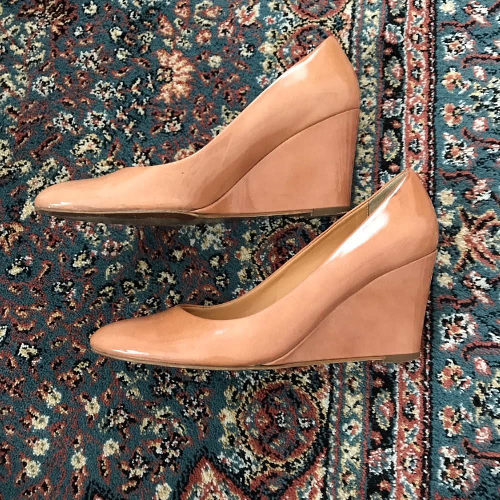 JCrew nude leather wedge heels - 6.5
